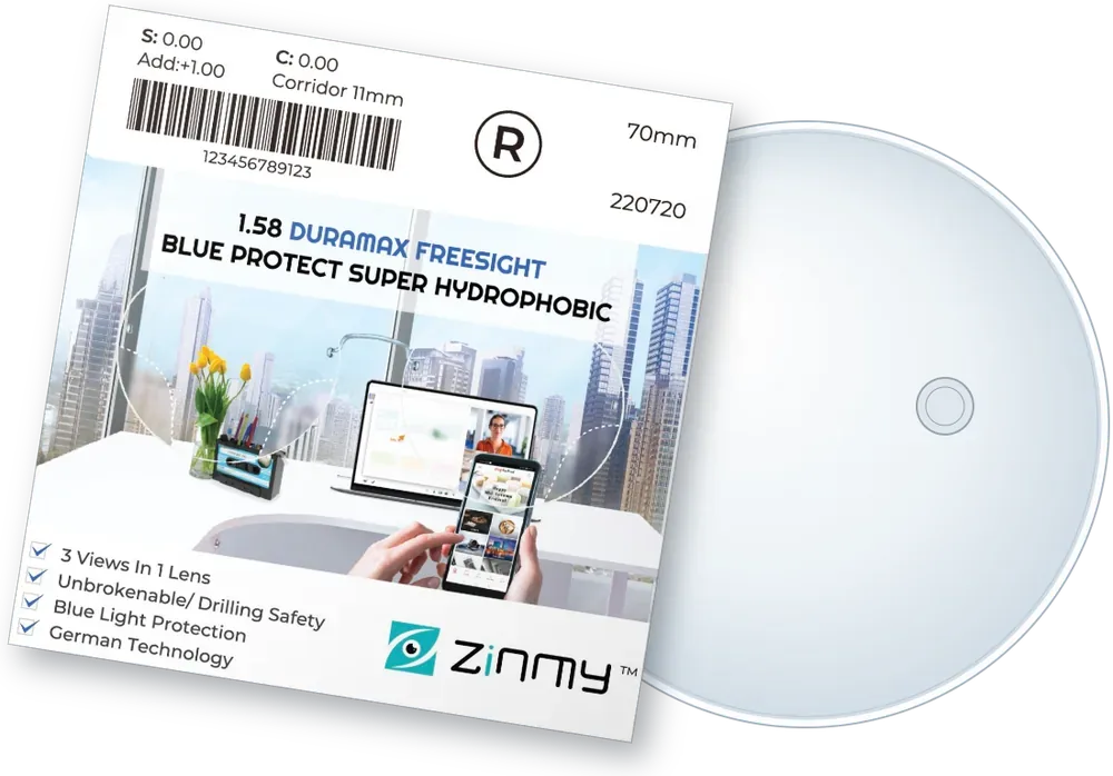 Tròng ZINMY 1.58 Duramax FreeSight Blue Protect