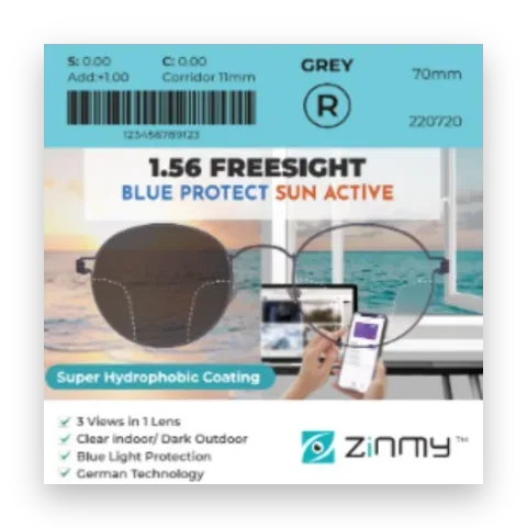 ZINMY 1.56 FreeSight Blue Protect Sun Active